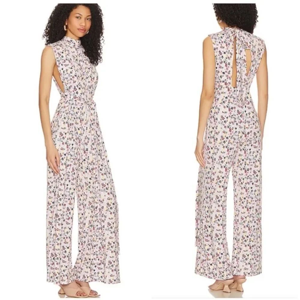 Free People NWT Vibe Check Wide Leg Jumpsuit Tea Ditsy Shell Combo Floral Small